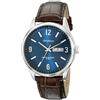 Armitron - Orologio da uomo con datario (giorno della settimana/data), cinturino in pelle effetto coccodrillo, 20/5049, Marrone/Argento/Blu Navy