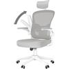 naspaluro Sedia da Ufficio, Sedia Ufficio Ergonomica, Poltrona Ufficio con Poggiatesta e 90° Bracciolo Regolabile, Sedia scrivania Traspirante con Supporto Lombare, Grigio
