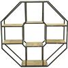 Stilè Mensola da Muro ottagonale industrial CON Ripiani Decorativi Mensole da Muro Design Soggiorno, Libreria Parete sospesa con 8 Ripiani Stile Vintage, legno e Metallo 73x20xh.73 cm