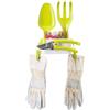 Zendea Set Attrezzi da Giardino Verde Composto da Pala, Rastrello, Forbici e Comodo Contenitore con Mollette per Appendere Guanti da Giardino - Set Ideale per chi Ama Coltivare Fiori e Piante