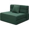 ANONER Divano Letto Futon, Divano Pieghevole Futon con Cotone di Memoria e Cuscino, Divano Letto Pieghevole Poltrona Lavabile Set, Poltrona Letto per Loft del Soggiorno, Verde Scuro