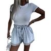 Agiyenna Jeans Estivi da Donna Pantaloni Bermuda in Denim Elasticizzato Pantaloni Corti Larghi con Coulisse in Strass Pantaloni a Vita Alta con Tasche Pantaloncini Pantaloncini Jeans Casual