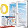 4BAOHUI Thermos Cover finestra 1,5 m x 2 m, pellicola isolante POF trasparente per isolamento termico su finestre, pellicola termica per finestra con 1 rotolo di nastro autoadesivo, isolamento per finestre