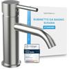 Bächlein Susara miscelatore monocomando con beccuccio curvo, cartuccia in ceramica durevole, rubinetto da bagno in acciaio inox spazzolato