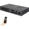 Chynalys Amplificatore audio HiFi 5K Bluetooth 600W Stereo Amplificatore audio stereo 4.2 FM/AM con telecomando e LED, amplificatore audio per auto, amplificatore completo con 2 ingressi microfono Echo