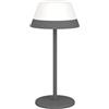 EGLO Meggiano Lampada da tavolo a LED per esterni, lampada da campeggio, dimmerabile, con paralume a sospensione, attacco USB, plastica bianca e grigia, luce bianca calda, RGB, IP54
