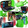 Orzly Accessori per Nintendo Switch (Confezione Include: Custodia per Switch, Copertura per Giochi, Pellicola Protettiva, Grip Case Cover, Cavo USB, Cuffie) Colori di Verde