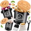 ZHHGOO Contenitore per Patate, Set di 3 Patate Contenitori Cipolle e Aglio,Porta Patate con Pelapatate e Coperchio e Fori di Ventilazione, Design Vintage, Contenitori Salvaspazio Cucina (Nero)
