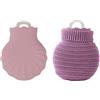 Faxianther Mini bottiglia d'acqua calda a forma di capesante, piccola borsa dell'acqua calda in silicone con coperchio rimovibile lavabile in maglia, scaldino mani portatile