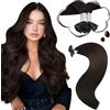 Moresoo Extension Capelli Veri Cheratina Castano Remy Lisci Cheratina per Extension Capelli Veri Umani Castano Scuro #2 60 cm 50g 50 Ciocche