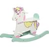 HOMCOM Cavallo a Dondolo per Bambini 1-3 Anni Cavalcabile, Cavalluccio a Dondolo con Maniglie, Schienale e Pedali in MDF, 68x27x47.5 cm, Blu Rosa Bianco