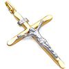 PRINS JEWELS Ciondolo a forma di croce bicolore con Gesù, in oro giallo 750, 18 carati, unisex e Due ori, cod. KJb18