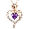 CDE Collana Donna Cuore Regalo Gioielli Donna Pendente Argento S925 Placcata Oro con Pietra di Nascita per Festa Della Mamma Compleanno San Valentino per Lei Mamma Fidanzata Moglie con 5A Cubic Zirconie