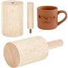 BENECREAT Da 220x80 mm Stampi per Ceramica per Tazze, Strumenti per Ceramica In Legno con Manico Set di Stampi per Ceramica per Tazza In Porcellana Modellabile In Legno con Costola,Christmas Coppa
