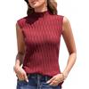 Aottori Top a Collo Alto Donna Canotta Elegante Basic Canottiera Elasticizzato Sexy Dolcevita Senza Maniche Lupetto a Maglia Tinta Unita Invernale Vino Rosso XL