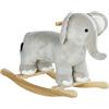 AIYAPLAY Cavallo a Dondolo per Bambini a Forma di Elefante, Cavalluccio a Dondolo Cavalcabile in Legno e Peluche con Base e Suoni Realistici, 2-4 Anni, 64.5x31x52 cm, Grigio