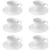 A2ZWORLD Set di 6 Tazzine da Caffè Espresso Bianche Con Piattini, Ceramica Bianca Lavabile in Lavastoviglie, 70ml Impilabili (61X54mm Moderno)