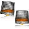 Sthrucrack Minkabo set di 2 bicchieri da whisky con decompressione ruotabili, Bicchieri Per Liquore, Tumbler Rum, Vino, Stile Classico Senza Stelo Calici,Vetro Cristallorum a scacchi (255ml)