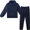 LACOFIA Pigiami in Pile Due Pezzi da Uomo Pigiama Set Invernale con Cappuccio Abbigliamento Caldo da Notte a Maniche Lunghe Adulto Pigiama di Coppia Blu Marino 2XL