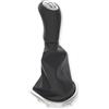 1neiSmartech Kit Sostituzione Cuffia e Pomello 5 Marce Compatibile con Renault Clio III, Kangoo II, Twingo II, Espace IV - Similpelle Nera, Design Argento, Facile Installazione
