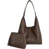 NAOYQ borse donna tracolla Grande Tote Bag 2 pezzi Hobo Bag Borsa a Spalla Borsa a mano borsa shopper donna con Cerniera in Pelle PU per il lavoro Viaggio Shopping Beige