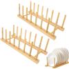 JJiaoLinin Scolapiatti da Appoggio, 2 Pezzi Scolapiatti Legno Bambu, Supporti per Piatti in bambù Portapiatti per Armadietti Scolapiatti Legno per Libro, Piatti, Tazze, CD, Bicchiere per Vino