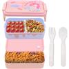 DHINCHANSAIB Portamerenda Bambina Scuola, Lunch Box Bambini, Bento Box con Scomparti e Forchetta, Porta Pranzo, Senza BPA, Bento Lunch Box per la Scuola e l'asilo Lavabile in Lavastoviglie- 1600ml (Unicorno)