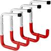 Sinoer Parete Montaggio Soffitto Garage Stoccaggio Acciaio Gancio, Heavy Duty Grande Scala Gancio Organizzatore Metallo Gancio per Strumenti da Giardino, Scale, Biciclette, Sedie (4 Pezzo, Rosso)