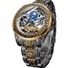 FORSINING Orologio retrò per gli uomini intagliato a carica automatica tatuaggio meccanico Tourbillon fase lunare secondi indipendenti scheletro automatico orologi da polso
