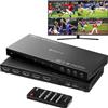 PORTTA HDMI Multiviewer Switch 4x1 con PIP, Porta Quad Multi Viewer Switcher senza fluido 4 in 1 Out con TosLink, supporto audio da 3,5 mm Supporto 1080p 60Hz, 6 modalità di visualizzazione, downscaler