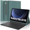 IVEOPPE Tastiera Samsung Galaxy Tab S9 FE 11 2023, Custodia Tastiera Tablet Samsung Galaxy Tab S9 (SM-X710, SM-X716B, SM-X718U), Tastiera QWERTY Italiana Bluetooth Rimovibile Samsung Tab S9, Verde scuro