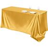 Highdi Tovaglia in Raso Rettangolare, Tovaglia Tavolo Esterno Quadrata Tovaglia Elegante Antimacchia per Matrimonio Hotel Banchetto Compleanno Feste (145x300CM,Oro)