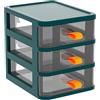 SHANGMAOYO Scatola dell'organizzatrice trasparente con cassetti, scatole di visualizzazione per il trucco dei gioielli, contenitore trasparente per l'home office (Verde 3 strati)