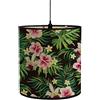FANSU Paralume E27 Paralume in Tessuto Vintage Fiori Stampa Lampadario Copertura Lampada Accessori Luce Sostituibile Lampada Tavolo Lampada Comodino Paralume a Tamburo (Frangipani,30x30x30cm)