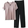Generic Pigiama con Bottoni Donna Pigiama da Donna Set 2 Set Coordinato Top a Maniche Corte e Pantaloni con Pantaloncini Donna Estivi Pigiama Donna Sensuale (Beige, XL)