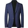 Goolecrimp Giacca Sportiva da Uomo Blazer A Quadri Casual Classico alla Moda Blazer Elegante Formale per Feste in Ufficio Lavoro Matrimonio Ospite Festa (Blu,4XL)