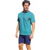 Navigare Pigiama Uomo Corto Estivo + Calza - Pigiama Uomo Cotone Corto - Pigiama Uomo Cotone Leggero - Pigiama Uomo Estivo (2141643 Salvia + Calza, M)