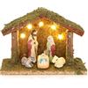 Christmas Concepts® 14 cm (5,5) Presepe in miniatura a batteria - 5 luci LED bianche calde e personaggi della natività - Decorazioni natalizie tradizionali