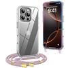 OLEPHY Trasparente Cover con Cordino per iPhone 16 Pro Max 6,9'', Custodia con Regolabile Collana, [Antiurto] [AntiGraffio] Case con Laccio Tracolla, Oro Rosa