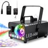 MAMIZO Macchina del Fumo con Sfera da Discoteca, 6 LED RGB, 600W Fumo Halloween, 5000 CFM Spray, Macchina per Nebbia con Funzione Automatica Spray, Telecomando Wireless, Ideale per Halloween, Natale e Feste