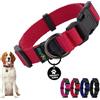 Playexen Collare Cane, Collare Regolabili in Morbido Cotone per Cani & Gatto Taglia Piccola Media Grande, Collari per Cane Personalizzato con Medaglietta Rimovibile, 25-40/2,0cm (S), Rosso