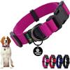 Playexen Collare Cane, Collare Regolabili in Morbido Cotone per Cani & Gatto Taglia Piccola Media Grande, Collari per Cane Personalizzato con Medaglietta Rimovibile, 25-40/2,0cm (S), Rosa