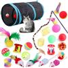 EHIOG Set di Giocattoli per Gatti,22 pcs Giochi per Gatti con Tunnel per Gatti,Gioco Gatto da Interno Set,per Gatti,Topi,Palline e Campane,Bacchetta di Piume