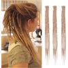 Dsoar Clip In Dreadlock Extensions 20 Inch 3PCS Fatto a Mano 0,6 cm Dreads Sintetico con Clip Morbido Crochet Loc Estensioni(24#)