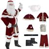 OmurgA 8 Pezzi Set Deluxe Vestito Babbo Natale Costume Di Babbo Natale, Vestito Di Natale Travestimento, Abito Da Santa Claus Per Natale Festa Di Natale Cosplay Carnevale Uomo/Adulto 5XL
