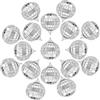 Husalsea 24 Palla da Discoteca, 4 cm di Diametro Disco Ball,Palline a Specchio D'Argento, Palline a Specchio Appendibili per L'Albero di Natale, Matrimonio, Compleanno e Decorazione di Luci di Partito