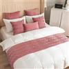 Morbuy Runner Letto Matrimoniale, Corridore Letto, Morbido Confortevole Sciarpa e Federa da Letto, Modern Alberghi Scarf Runner Decorazione (45x45 cm (Federa Jacquard),Rosa)