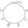 Bling Jewelry Braccialetto Alla Caviglia Con Ciondolo Multicharm Nautico Di Ancora Barca A Vela Ruota Di Nave E Conchiglia Marina Per Donne In Argento Sterling .925 Regolabile Da 9 A 10 Pollici Con Prolunga