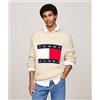 Tommy Jeans Pullover mélange con lana e distintivo Newsprint Uomo