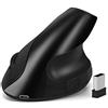 EasyULT Mouse Verticale Wireless, Mouse Portatile Ergonomico Ricaricabile 2.4G, 800/1200/1600 3 Livelli DPI Regolabile, 6 Pulsanti, Mouse Senza Fili per PC, Desktop, Laptop-Nero